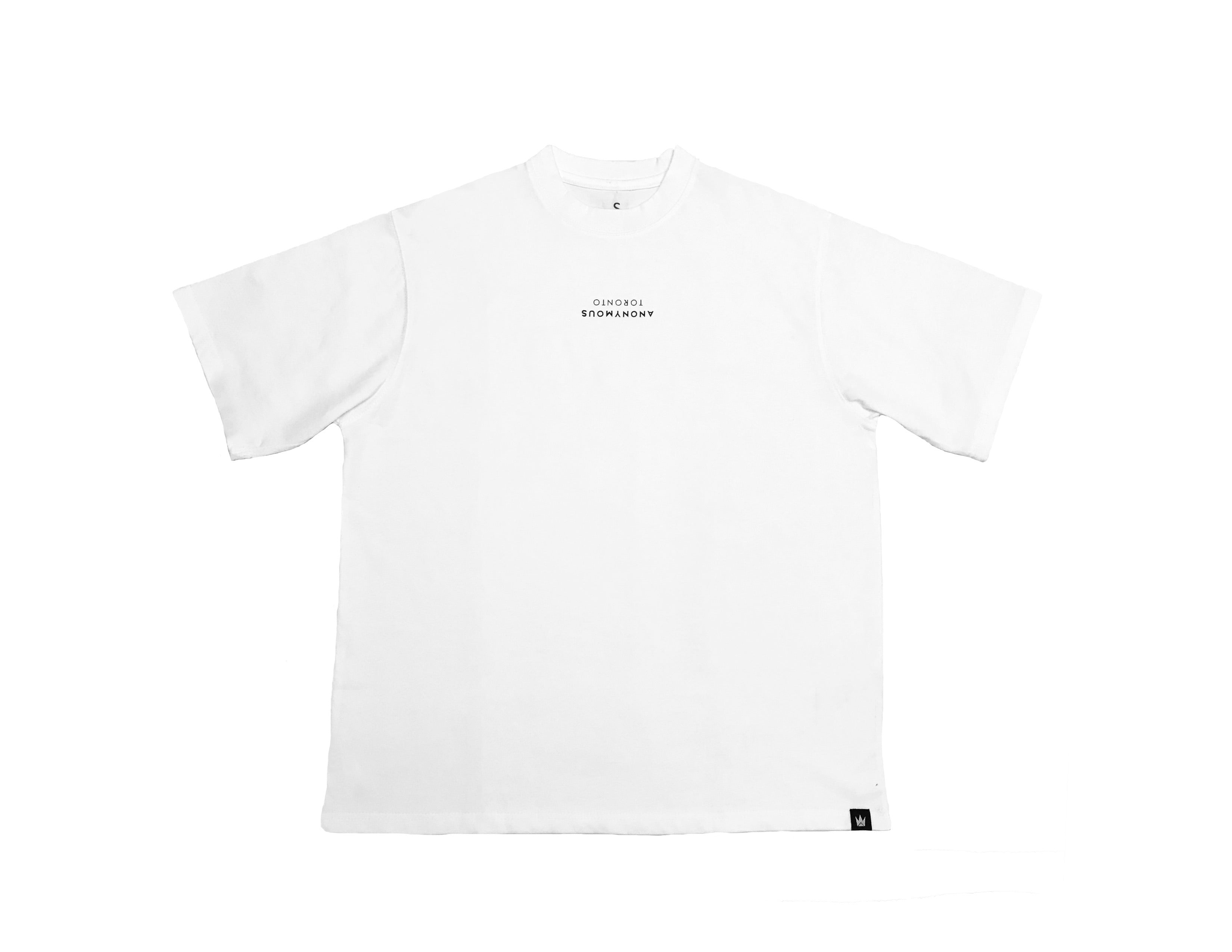 A/T WHITE ESSENTIAL OVERSIZED T-SHIRT // REVERSE TEXT LOGO